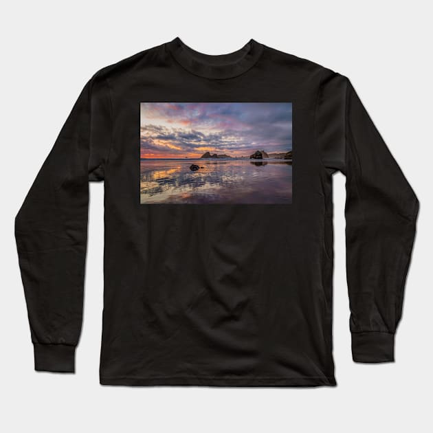 Sunset at Moonstone Beach Long Sleeve T-Shirt by JeffreySchwartz